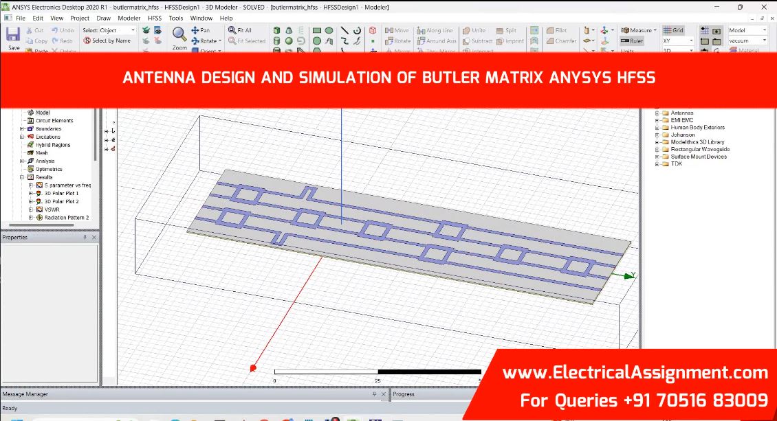 ANTENNA DESIGN AND SIMULATION OF BUTLER MATRIX ANYSYS HFSS screenshot 6